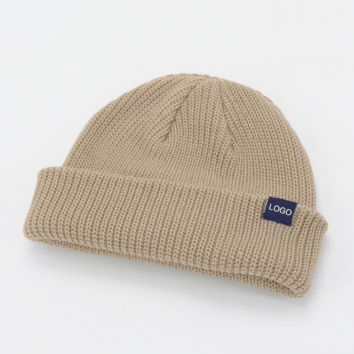 Knitted Acrylic Velvet Winter Hat With Cuff