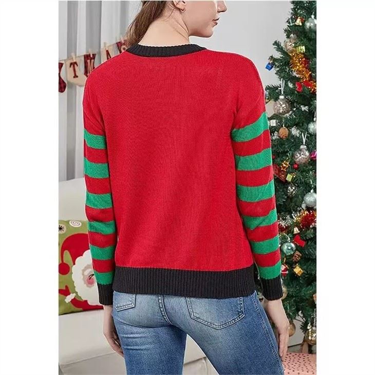 Ugly Christmas Sweater Women's 2022 Elk Snow Tree Knitted Pullover