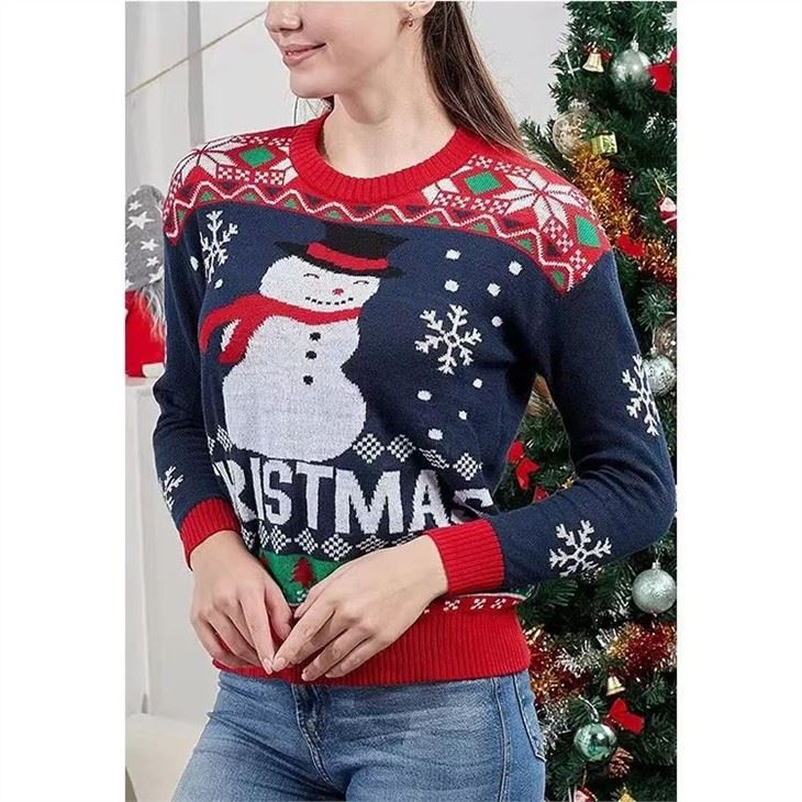 Ugly Christmas Sweater Women's 2022 Elk Snow Tree Knitted Pullover